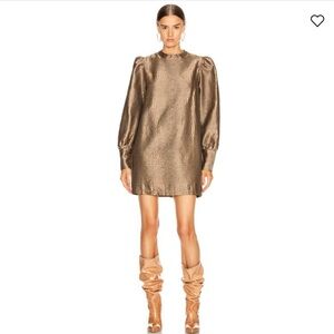 ✨ The Andamane Baylee Metallic Bronze Puff Sleeve Mini Dress XS ✨